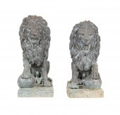 PAIR LARGE PATINATED METAL GAR