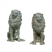 PAIR LARGE PATINATED METAL GAR
