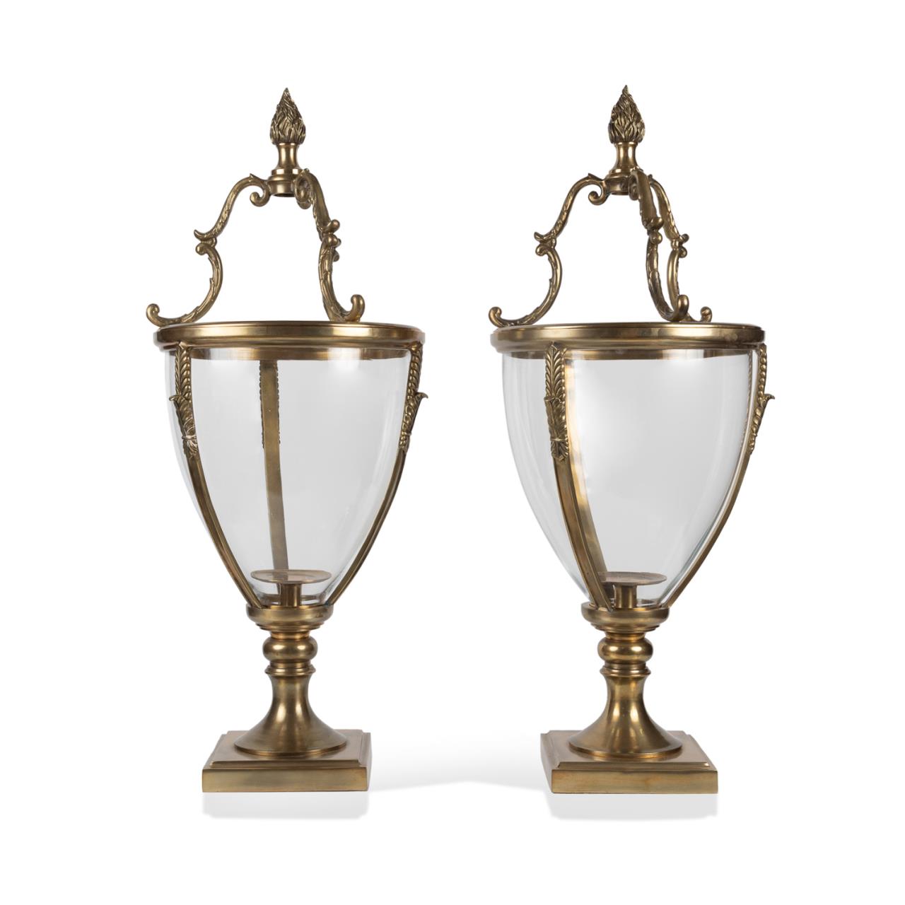 PAIR LARGE REGENCY STYLE BRASS &