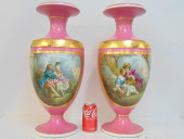 PAIR LARGE SEVRES PAINT DECORA