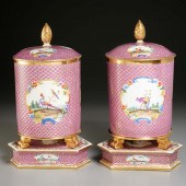 PAIR LARGE SEVRES STYLE JARS,