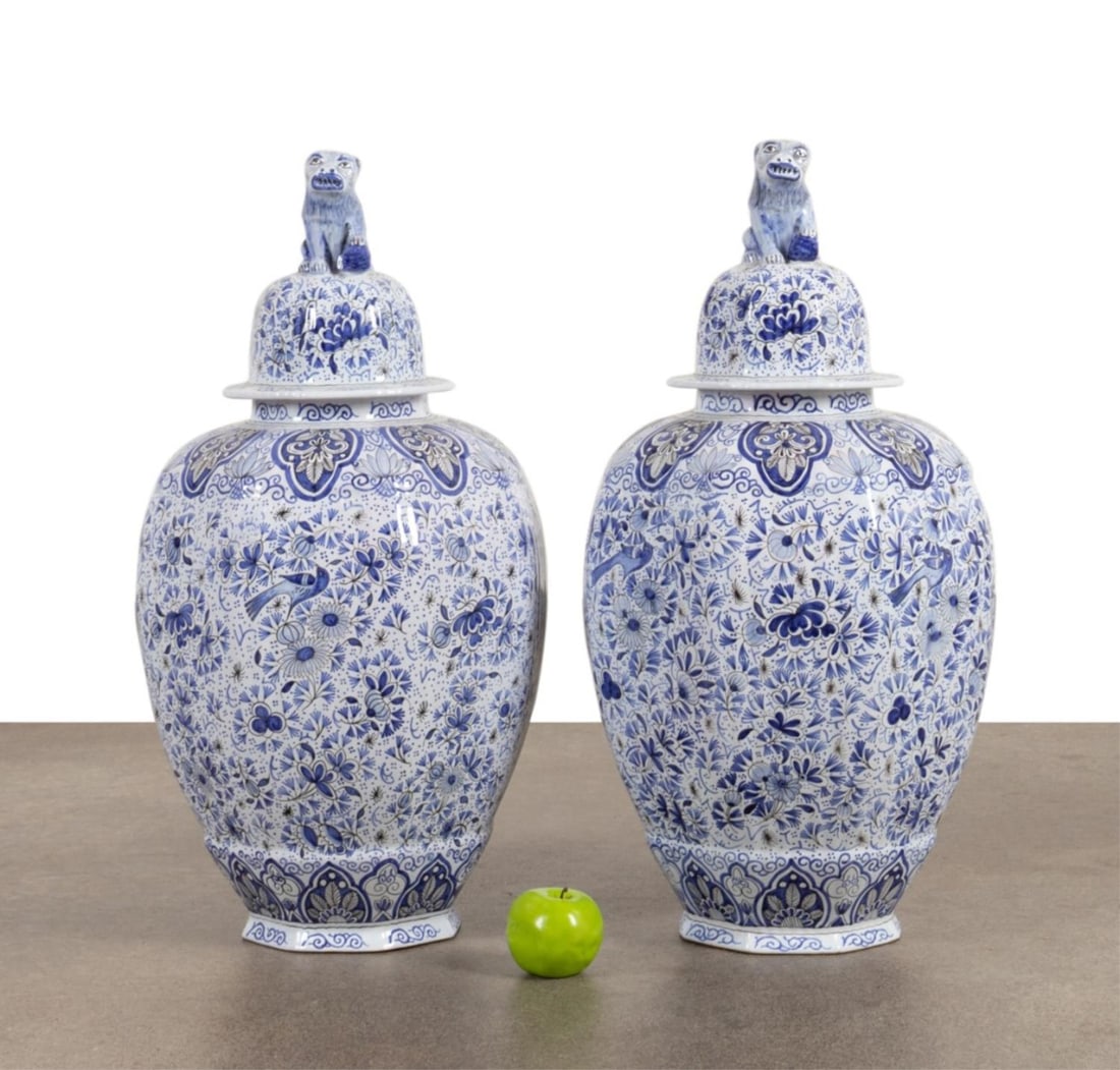 PAIR LARGE TIFFANY & CO. DELFT
