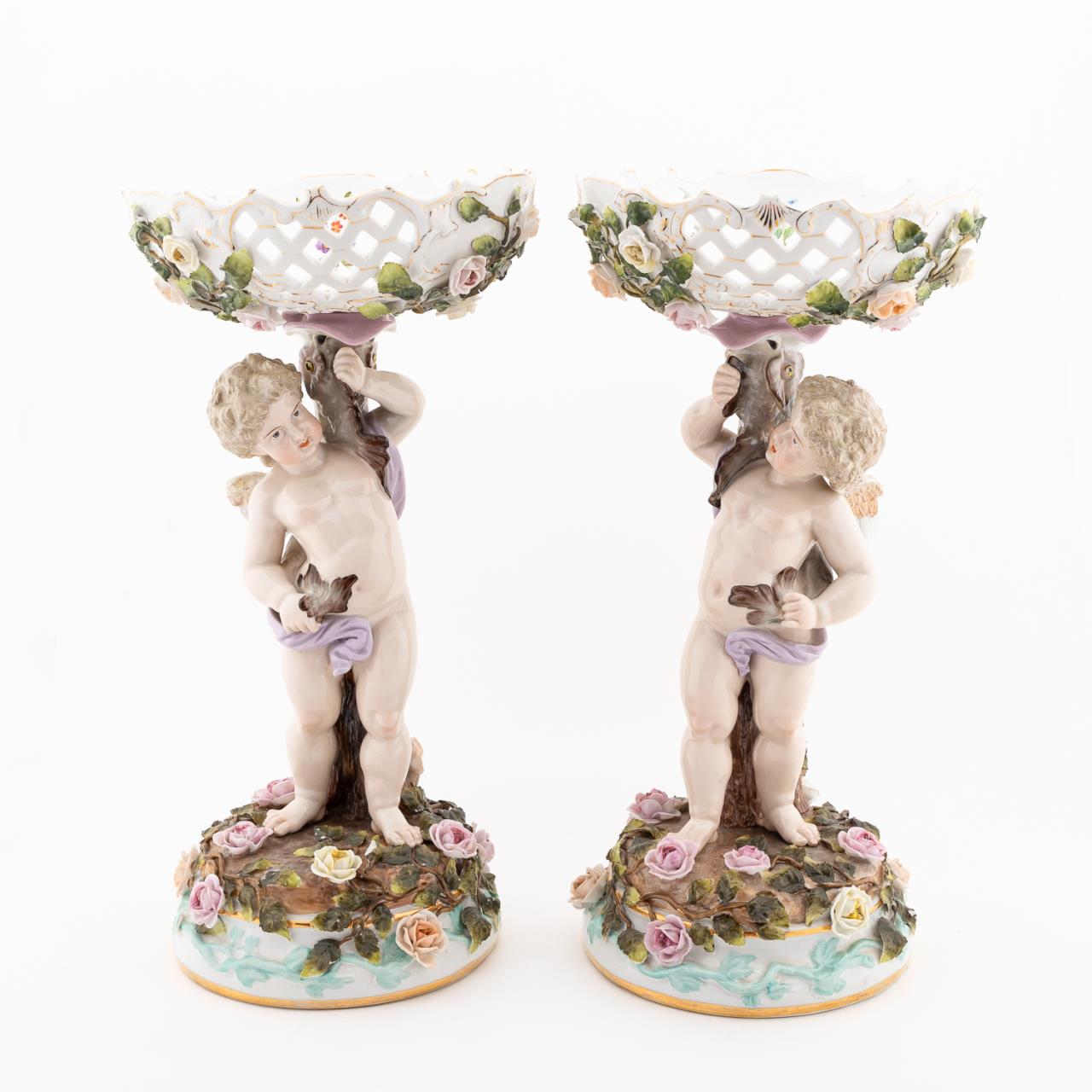 PAIR, LATE 19TH C. TALL PORCELAIN