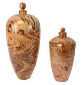 PAIR LAZY SUSAN RED MARBLE MAN