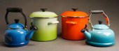 PAIR LE CREUSET ENAMEL TEAPOTS