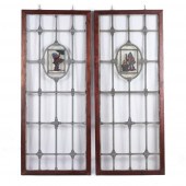 PAIR LEADED GLASS PUB WINDOWS