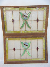 PAIR LEADED GLASS WINDOWS, GLA
