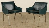 PAIR LEATHER STEEL CHAIRS POSS