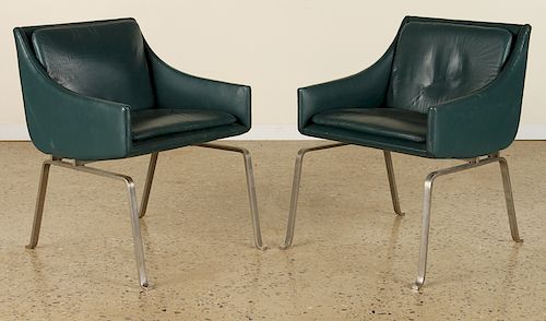 PAIR LEATHER STEEL CHAIRS