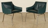 PAIR LEATHER STEEL CHAIRS POSS