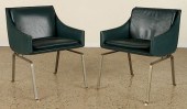 PAIR LEATHER STEEL CHAIRS POSS