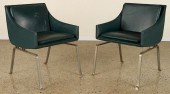 PAIR LEATHER STEEL CHAIRS POSS