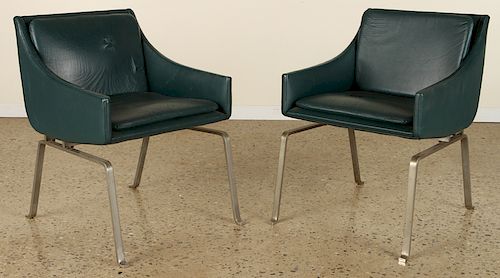PAIR LEATHER STEEL CHAIRS