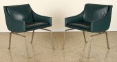 PAIR LEATHER STEEL CHAIRS POSS