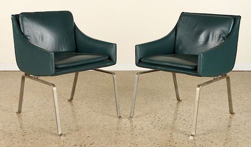 PAIR LEATHER STEEL CHAIRS