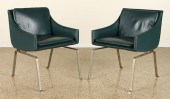 PAIR LEATHER STEEL CHAIRS POSS