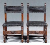 Pair leather upholstered chair