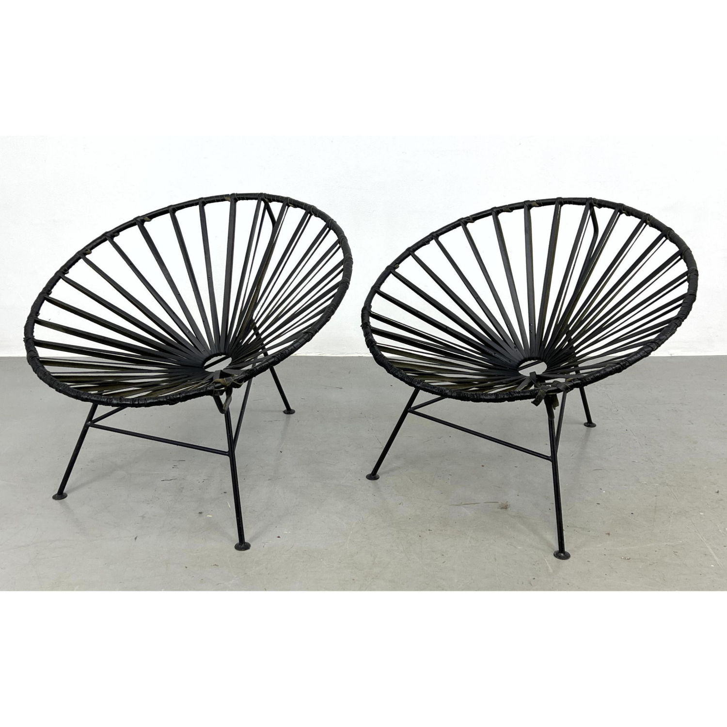 Pair Leather Wrapped Iron Hoop