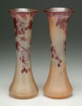 Pair Legras art glass vases: c