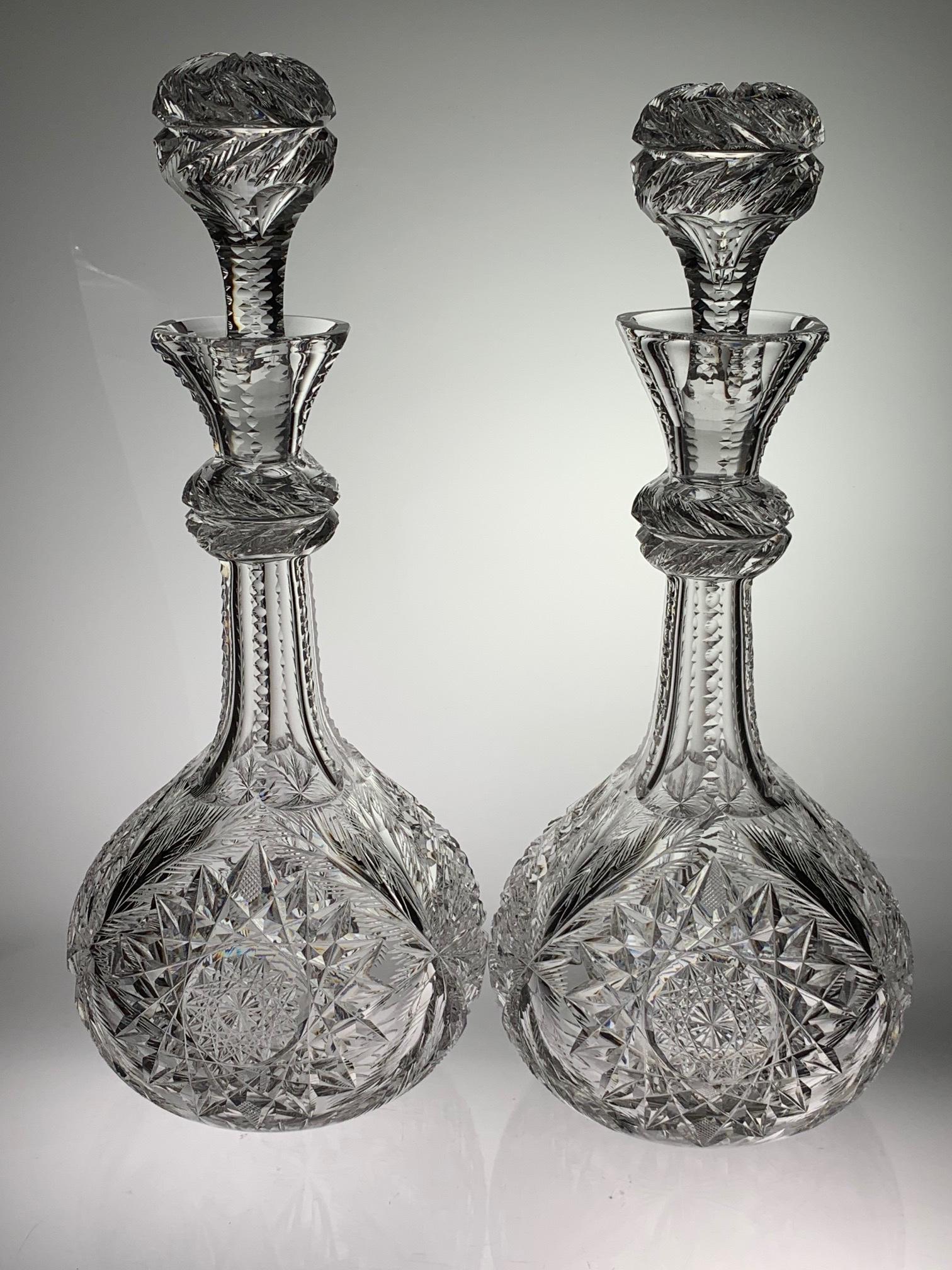 PAIR LIBBEY CUT GLASS DECANTERS