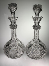 PAIR LIBBEY CUT GLASS DECANTER