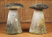 PAIR LIMESTONE MUSHROOM STADDL