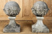 PAIR LIMESTONE SPHERE FORM FIN