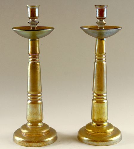PAIR LOETZ IRIDESCENT ART GLASS