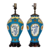 PAIR LONGWY STYLE VASES MOUNTE
