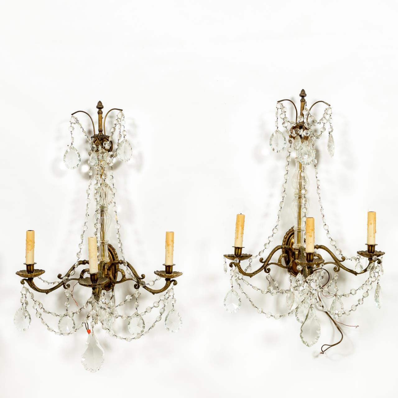 PAIR, LOUIS XIV-STYLE CRYSTAL