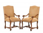 PAIR LOUIS XIV STYLE FAUTEUIL