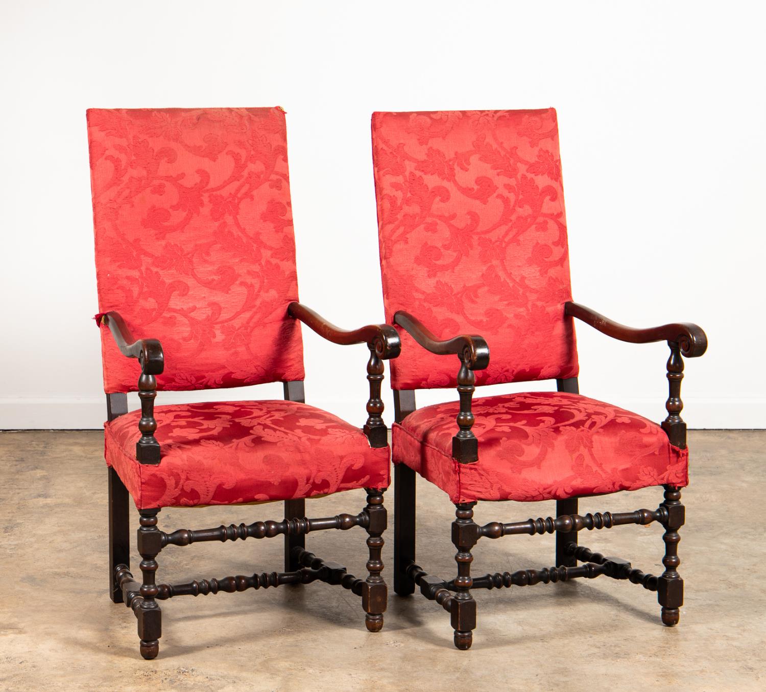 PAIR, LOUIS XIV-STYLE HIGH BACK