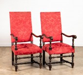 PAIR, LOUIS XIV-STYLE HIGH BAC