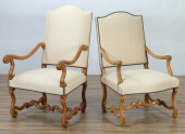 PAIR LOUIS XIV WALNUT FAUTEUIL