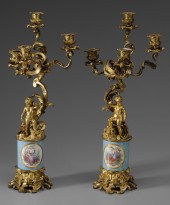 Pair Louis XV Gilt Bronze Cand