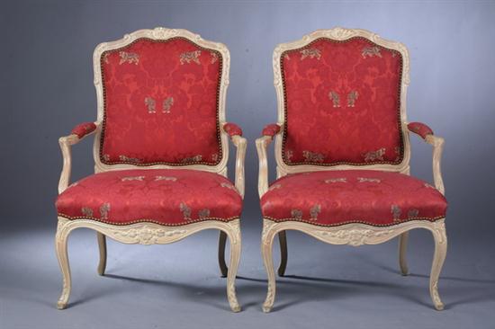 PAIR LOUIS XV STYLE CARVED MAHOGANY