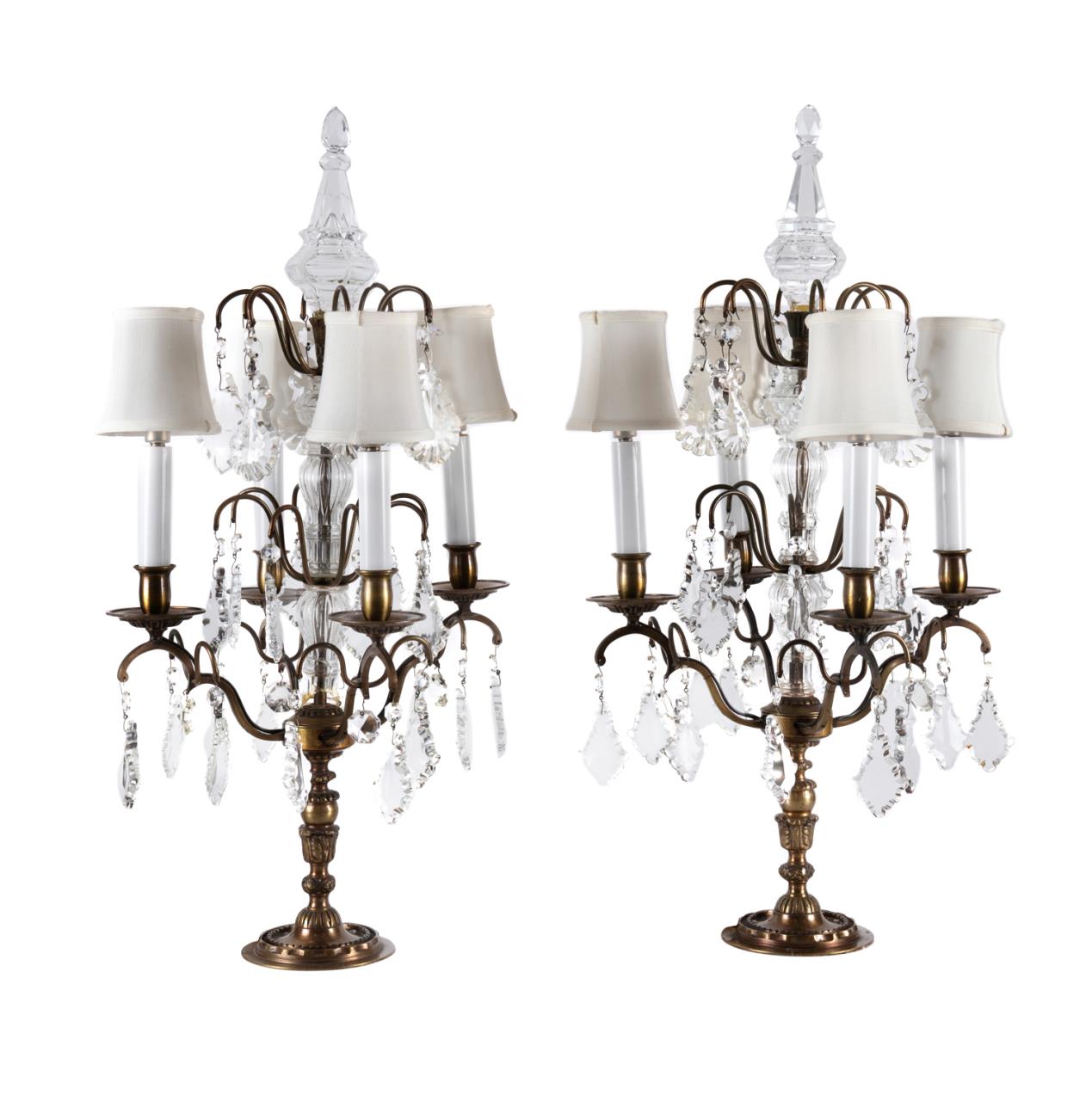 PAIR LOUIS XV STYLE CRYSTAL FOUR