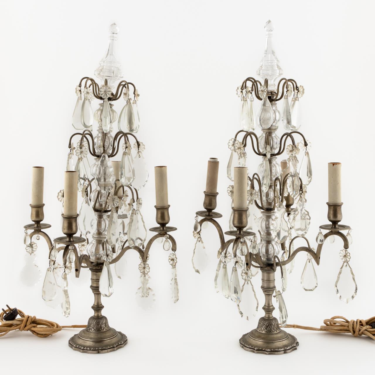 PAIR, LOUIS XV-STYLE CRYSTAL