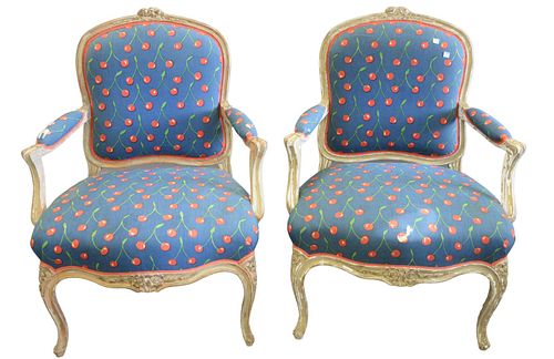 PAIR LOUIS XV STYLE FAUTEUIL,