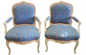 PAIR LOUIS XV STYLE FAUTEUIL,