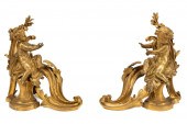 PAIR LOUIS XV STYLE GILT BRONZ