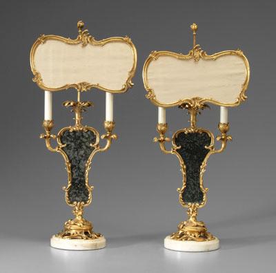 Pair Louis XV style lamps: bronze