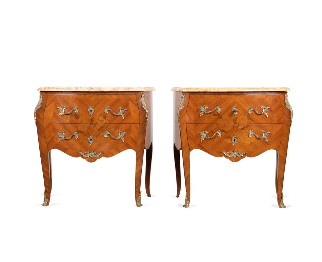 PAIR LOUIS XV STYLE MARBLE TOP