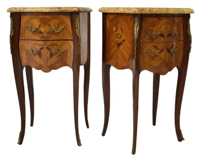 (PAIR) LOUIS XV STYLE MARQUETRY