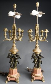 PAIR LOUIS XV STYLE ORMOLU AND