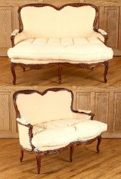PAIR LOUIS XV STYLE WALNUT SET