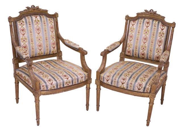 (PAIR) LOUIS XVI 19TH C. GILTWOOD