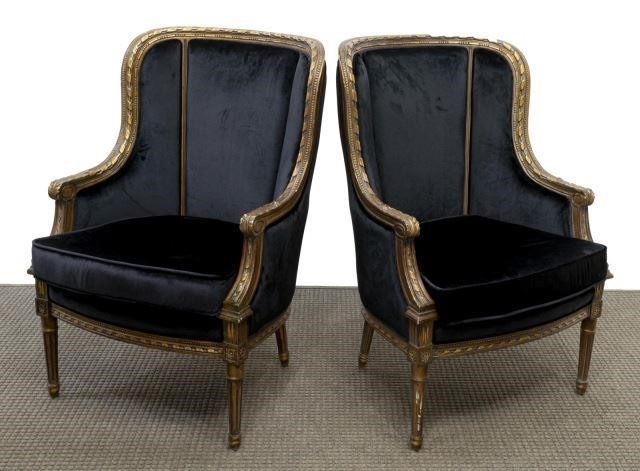(PAIR) LOUIS XVI BLACK FABRIC, GILT