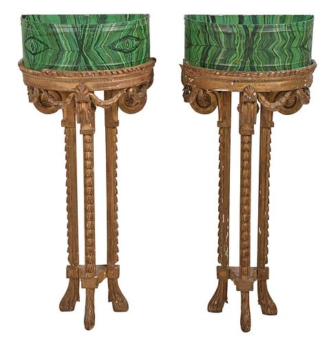 PAIR LOUIS XVI CARVED, GILT, AND