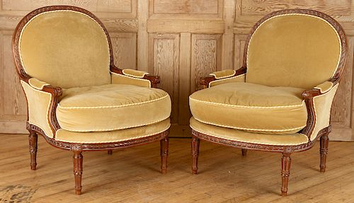 PAIR LOUIS XVI STYLE BERGERE CHAIRS